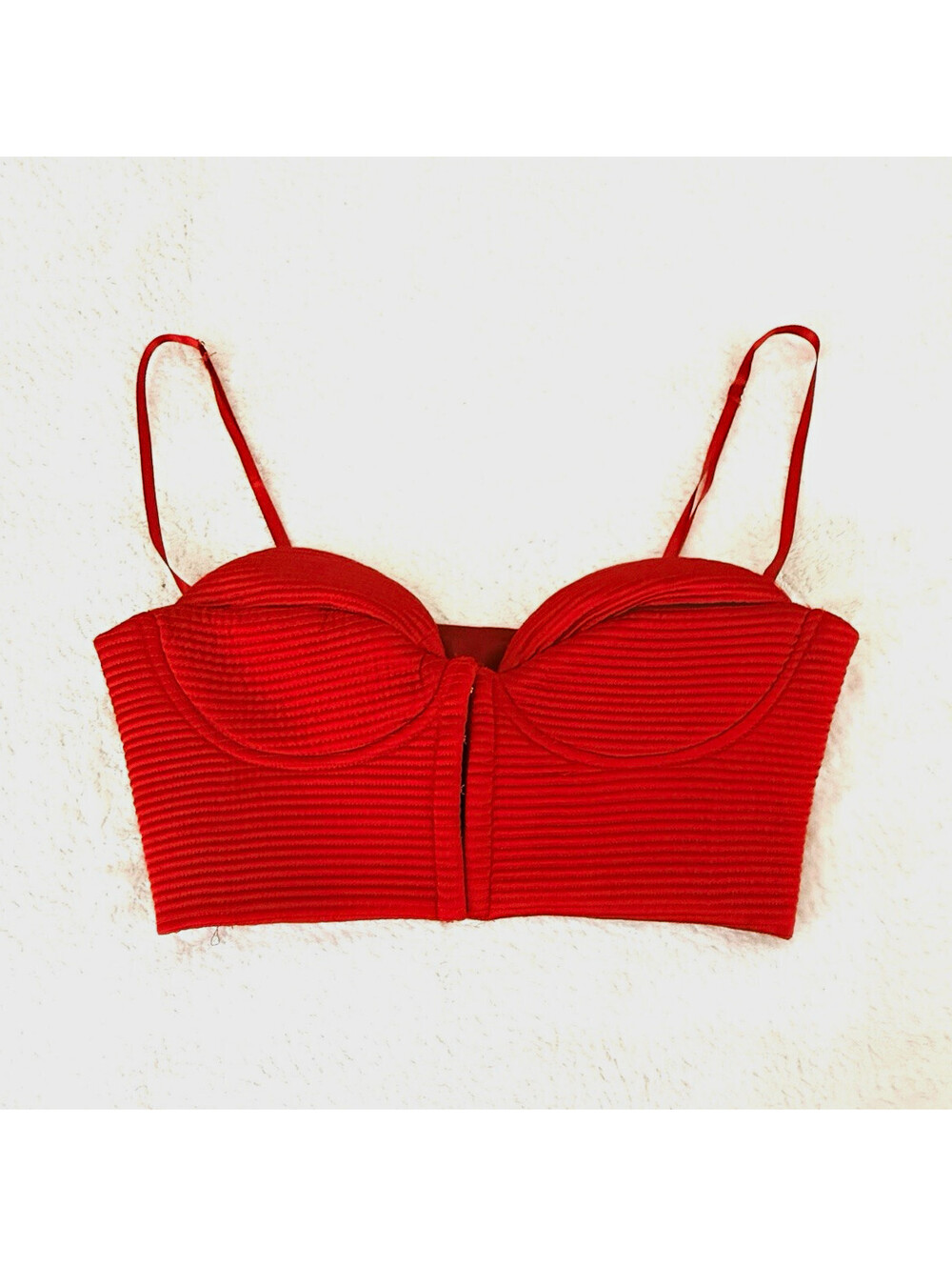 Zara Women’s S Red Satin Corset Bustier Crop Top Sweetheart Straps NWT